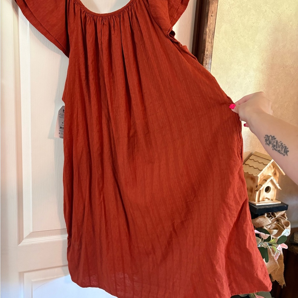 Rust Orange Flowy Dress
